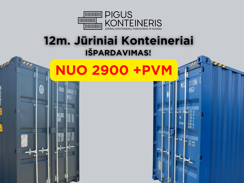  Išpardavimas! 12m jūriniai konteineriai visai Lietuvai