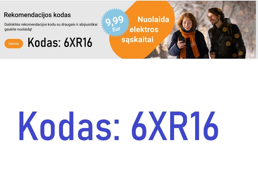  Elektrum nuolaida 9,99 Eur Jūsų sąskaitai