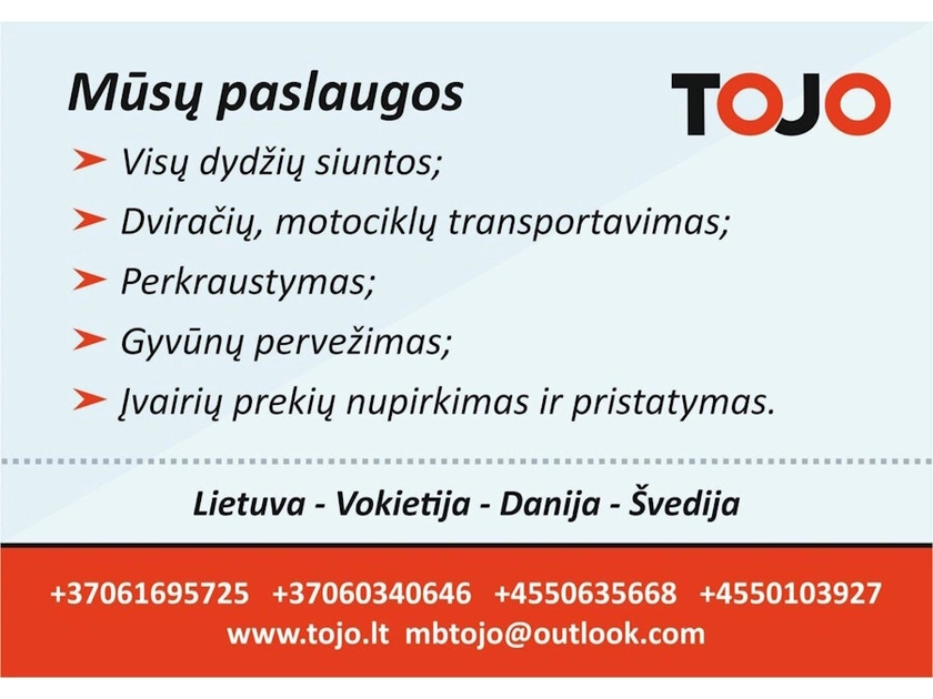  Lietuva-Danija-Lietuva: Vežame krovinius ir siuntas