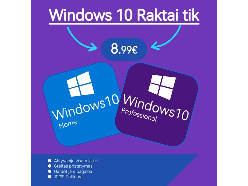  Originalūs Windows 10 raktai – greitas aktyvavimas