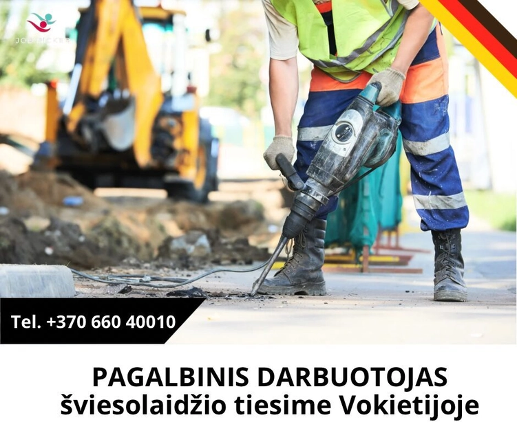  Ieškome pagalbinio darbuotojo | Dirbk telekomunikacijų statyboje Vokietijoje!
