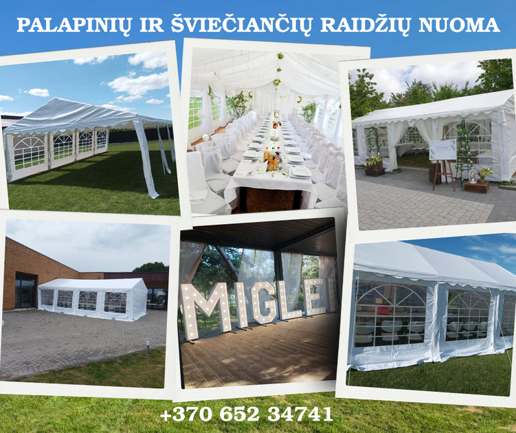  Palapinių nuoma ir šviečiančios raidės – šventėms be rūpesčių!
