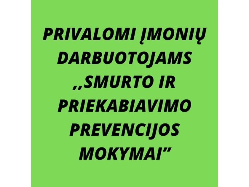 Smurto prevencijos mokymai nuotoliniu būdu – 36 EUR