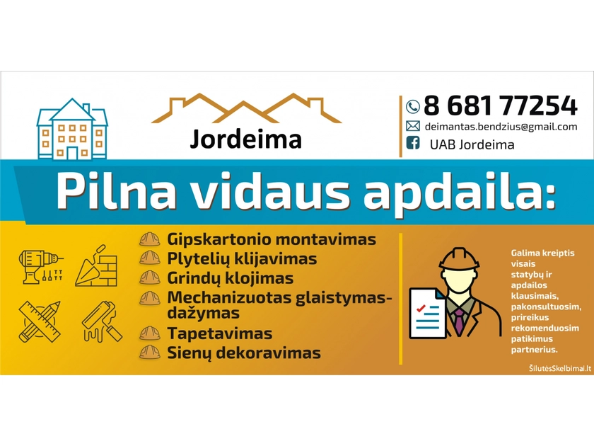  Profesionalus glaistymas ir vidaus apdaila