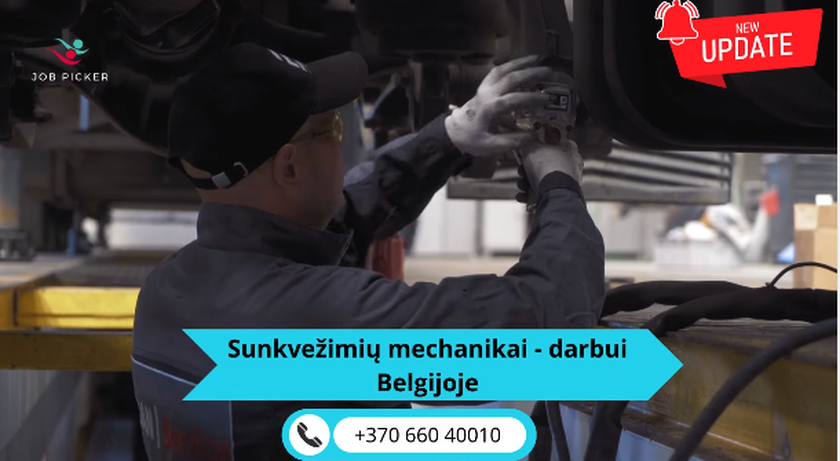  Sunkvežimių mechanikas - stabilus darbas Belgijoje su puikiu atlyginimu!