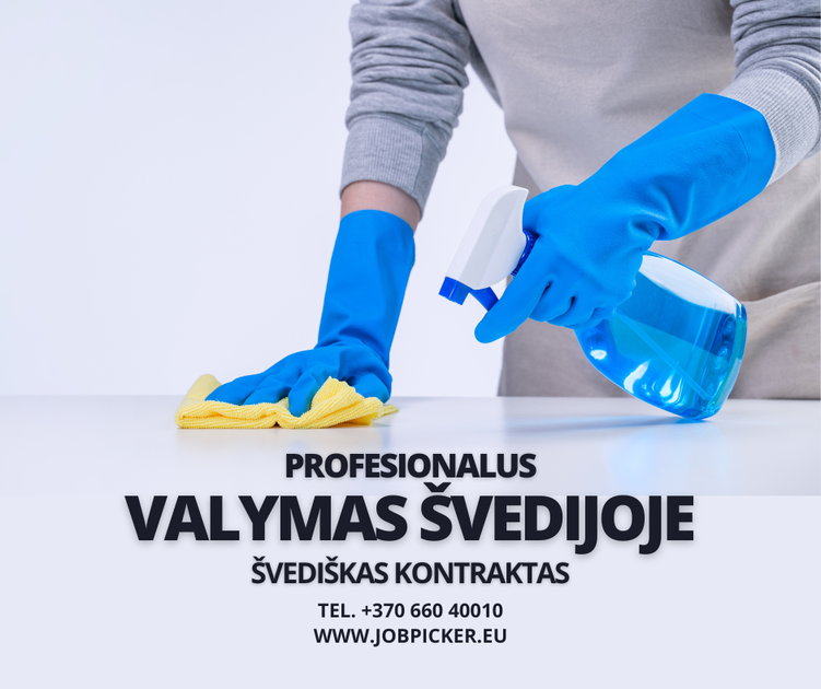  Valymo darbai Švedijoje – geras atlyginimas ir sąlygos!