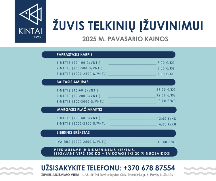  Žuvies įžuvinimas tiesiai iš tvenkinių! Užsakymai internetu