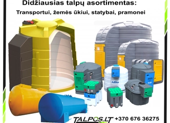 Aukščiausios kokybės talpos kuro, trąšų, vandens saugojimui