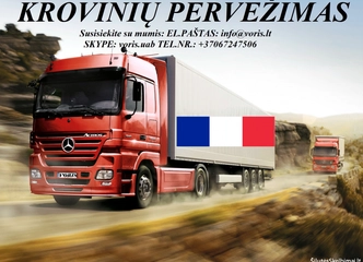 Įvairūs transporto tipai: tentas, šaldytuvas, platforma