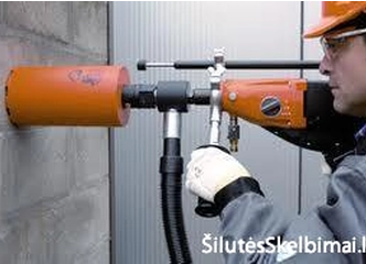 Deimantinės karūnos – skylės iki 400 mm, 45° kampu!