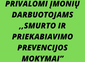 Smurto prevencijos mokymai nuotoliniu būdu – 36 EUR
